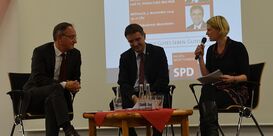 Kultusminister Andreas Stoch, Fulst-Blei und Kamrad (von links) im Gespräch